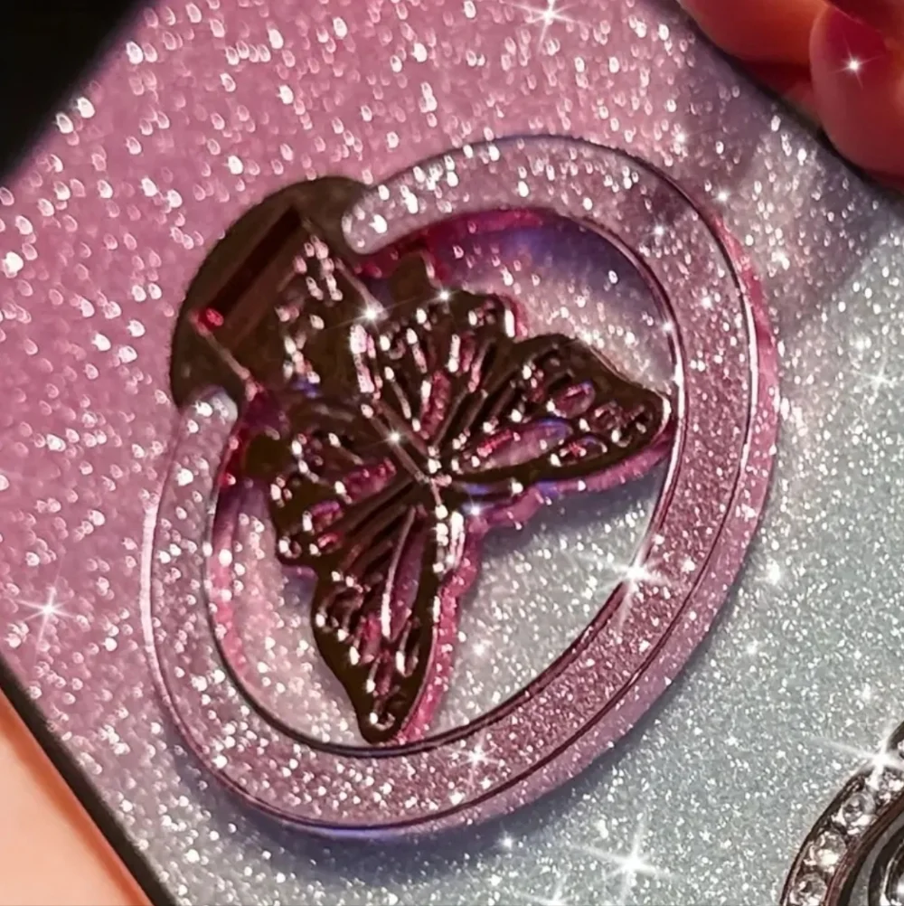 Glitter Butterfly Foldable Cellphone Magnetic Ring Holder‎ Phone Grip Kickstand